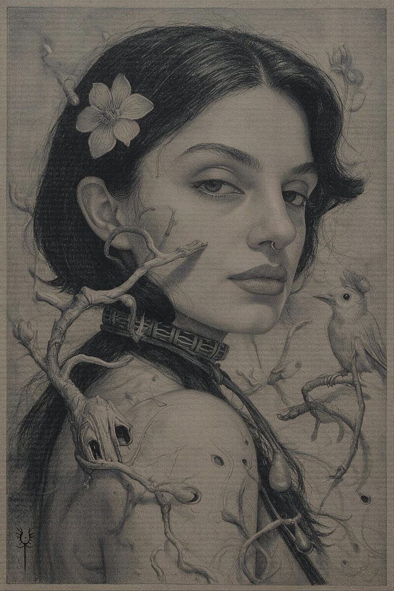 By the wrath of mother Kos { commission, pencil on ribbed paper , model @aallevtinaa }